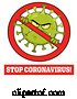 Vector of Coronavirus Mascot Character in a Prohibited Symbol by Hit Toon