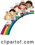 Vector of Cute Cartoon Multi Ethnic Angel Children Sliding down a Rainbow by BNP Design Studio