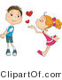 Vector of Cute Girl Blowing Love Heart Kisses at a Boy by BNP Design Studio