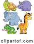 Vector of Cute Tortoise, Hippo, Elephant, Giraffe and Snake by Visekart