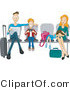 Vector of Dad, Son, Daughter and Mom Sitting Patiently at an Airport by BNP Design Studio