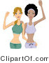 Vector of Dirty Blond and Black Girls in Fitness Clothes by BNP Design Studio