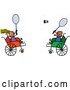 Vector of Disabled Boy and Girl Playing Badminton in Wheelchairs by Prawny