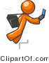 Vector of Distracted Orange Guy Tripping on Steps While Texting on a Cell Phone by Leo Blanchette