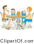 Vector of Family of 5 Eating at Dinner Table by BNP Design Studio