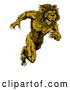 Vector of Fierce Cartoon Lion Man Mascot Running Upright by AtStockIllustration