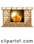 Vector of Fire Burning in a Hearth by