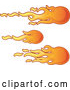 Vector of Flaming Fireballs Flying Fast by AtStockIllustration