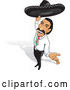 Vector of Friendly Mexican Man Holding up His Sombrero and Smiling by David Rey