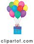 Vector of Gift Floating with Colorful Party Balloons by Visekart