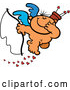 Vector of Giggling Nude Cupid Holding a Bow and Covering His Mouth While Dropping Hearts by Zooco