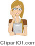 Vector of Girl Adjusting Her Glasses and Holding a Folder by BNP Design Studio