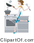 Vector of Girl Cooking in a Kitchen by BNP Design Studio