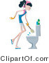 Vector of Girl Scrubbing Dirty Toilet on Cleaning Day by BNP Design Studio