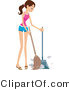 Vector of Girl Sweeping up Dust by BNP Design Studio