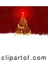 Vector of Gold Christmas Tree in the Snow by KJ Pargeter