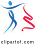 Vector of Gradient Blue and Red Ribbon Dancer in Action by Vector Tradition SM