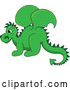 Vector of Green Baby Dragon in Profile by Pams Clipart