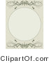 Vector of Green Vine Scrolls Above and over Blank Oval Picture Frame Space by Maria Bell