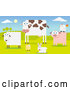 Vector of Group of Farm Animals in a Pasture; Sheep, Cow, Chicken, Rabbit, Pig and Rooster by Qiun