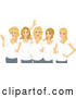 Vector of Group of Happy Blond White Women Wearing Matching White T Shirts by BNP Design Studio