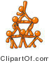 Vector of Group of Orange Business Guys Piling up to Form a Pyramid by Leo Blanchette