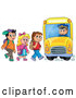 Vector of Group of School Children Boarding a Bus by Visekart