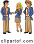 Vector of Group of Three Anime Stymed Teenage High School Studens in Uniforms by Clip Art Mascots
