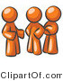 Vector of Group of Three Orange Guys Talking at the Office by Leo Blanchette