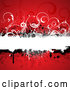 Vector of Grungy Red Background with a Text Bar and Vines by KJ Pargeter