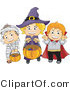 Vector of Halloween Mummy, Witch and Vampire Kids Trick or Treating by BNP Design Studio