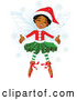 Vector of Happy Black Christmas Fairy Girl in Christmas Clothes by Pushkin