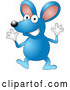 Vector of Happy Blue Mouse Wearing Gloves and Doing Jazz Hands by AtStockIllustration