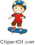 Vector of Happy Boy Wearing Helmet While Skateboarding by BNP Design Studio