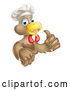 Vector of Happy Brown Chef Chicken Giving a Thumb up by AtStockIllustration