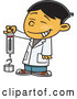Vector of Happy Cartoon Asian School Boy Holding a Spring Scale by Toonaday