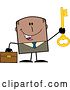 Vector of Happy Cartoon Black Business Man Holding up a Key to Success by Hit Toon