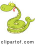 Vector of Happy Cartoon Coiled Green Snake by Hit Toon