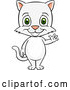 Vector of Happy Cartoon Cute White Cat Standing and Waving by Cartoon Solutions