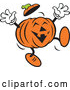 Vector of Happy Cartoon Halloween Jackolantern Jumping by Johnny Sajem