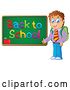 Vector of Happy Cartoon Male Student Presenting a Back to School Chalkboard by Visekart