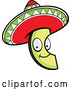 Vector of Happy Cartoon Mexican Avocado Slice with a Sombrero Hat by Cory Thoman