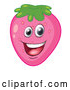 Vector of Happy Cartoon Pink Strawberry Mascot by Graphics RF