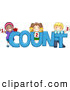 Vector of Happy Cartoon Preschool Children Beside the Word 'COUNT' by BNP Design Studio