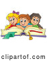 Vector of Happy Cartoon School KChildren on a Giant Book by Visekart
