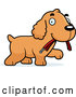 Vector of Happy Cartoon Spaniel Puppy Carrying a Leash by Cory Thoman