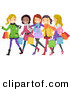 Vector of Happy Cartoon Teen Girls Christmas Shopping by BNP Design Studio