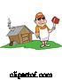 Vector of Happy Cartoon White Chef Holding a Thumb up and Ribs with Tongs by a Smoke House by LaffToon