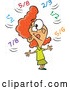 Vector of Happy Cartoon White School Girl Doing Fractions in Her Head by Toonaday