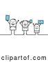 Vector of Happy Connected Stick Family Holding up Tablet Computers and a Smart Phone by NL Shop